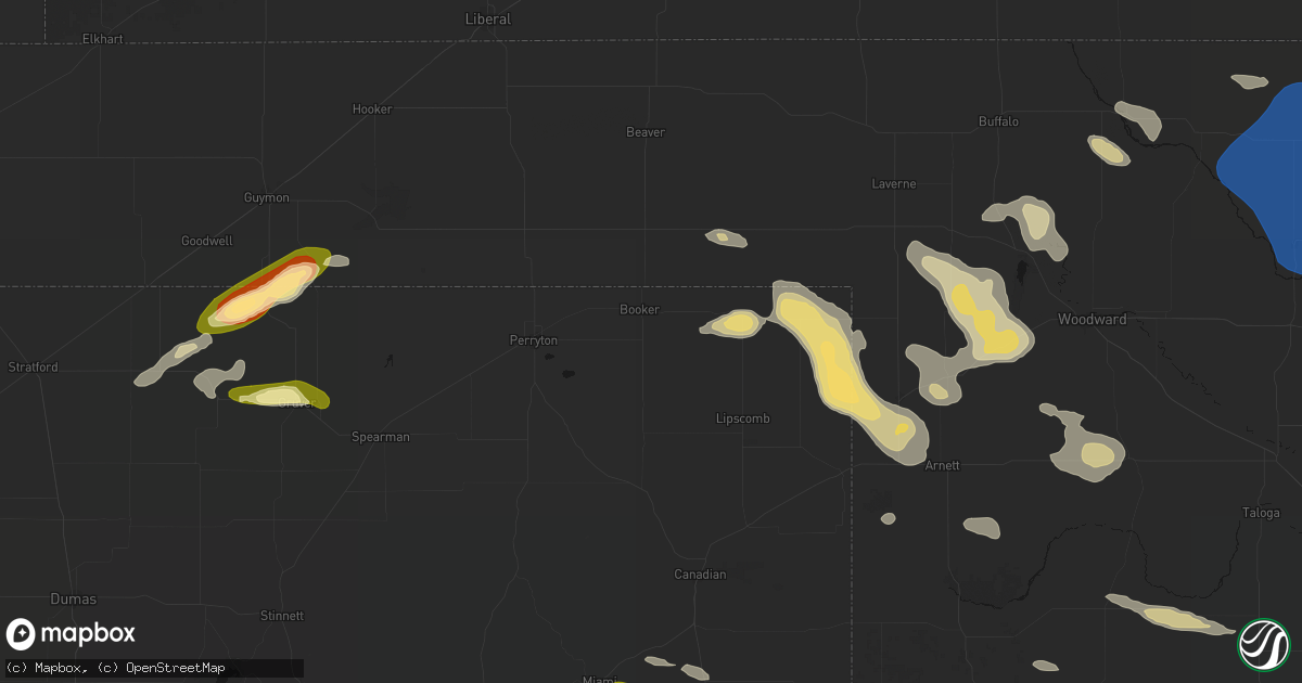 Hail map in Booker, TX on May 9, 2026