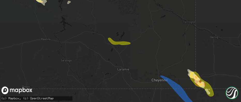 Hail map in Bosler, WY on May 9, 2026