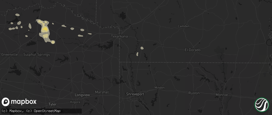 Hail map in Bradley, AR on May 9, 2026