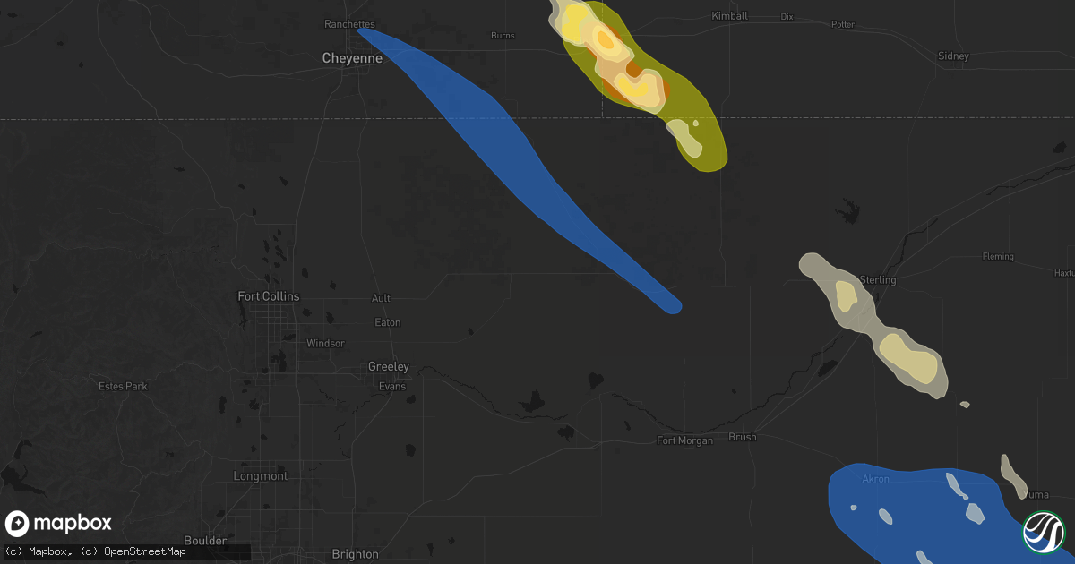Hail map in Briggsdale, CO on May 9, 2026