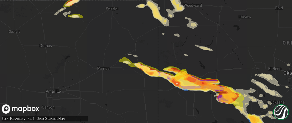 Hail map in Briscoe, TX on May 9, 2026