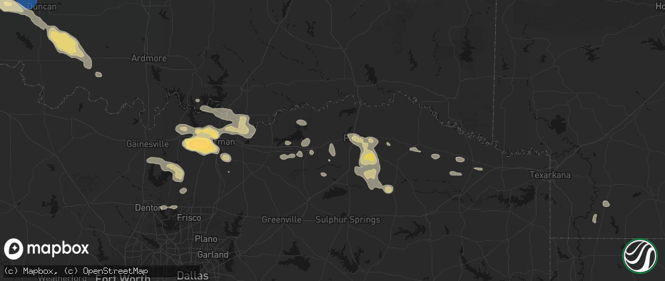 Hail map in Brookston, TX on May 9, 2026