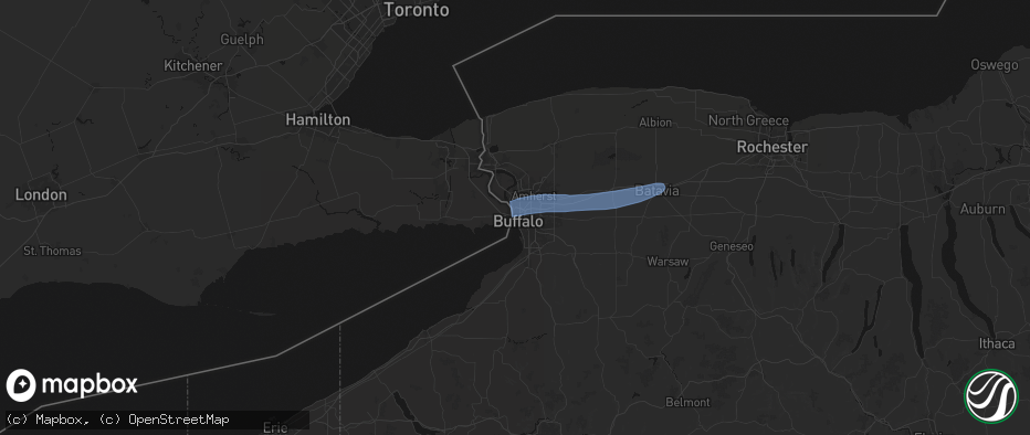 Hail map in Buffalo, NY on May 9, 2026