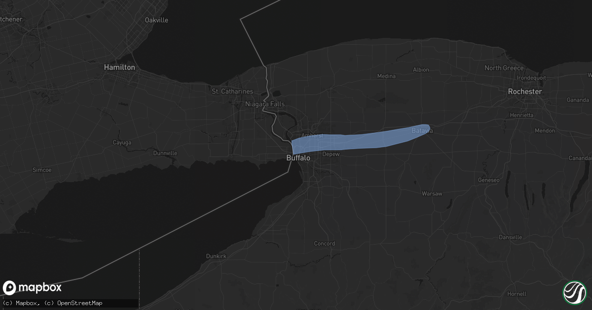 Hail map in Buffalo, NY on May 9, 2026