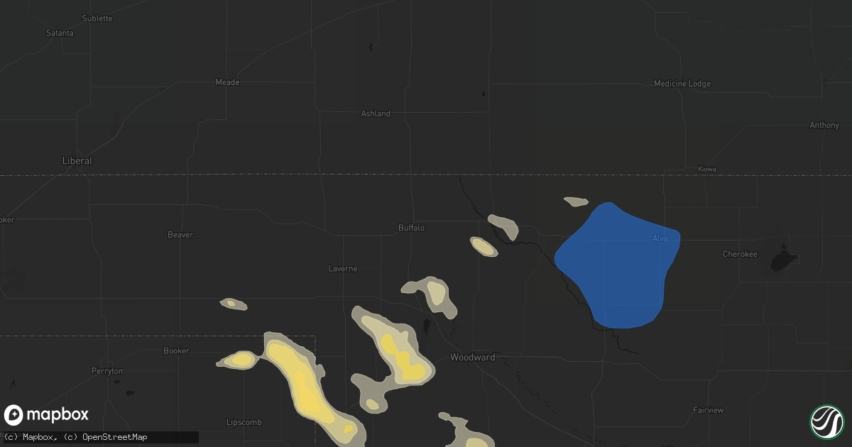 Hail map in Buffalo, OK on May 9, 2026