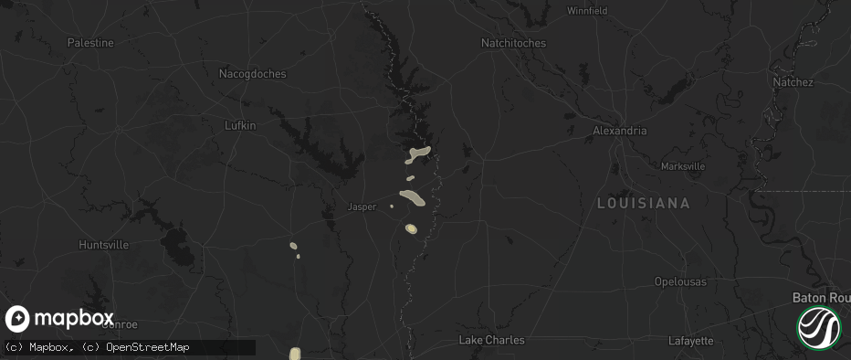Hail map in Burkeville, TX on May 9, 2026