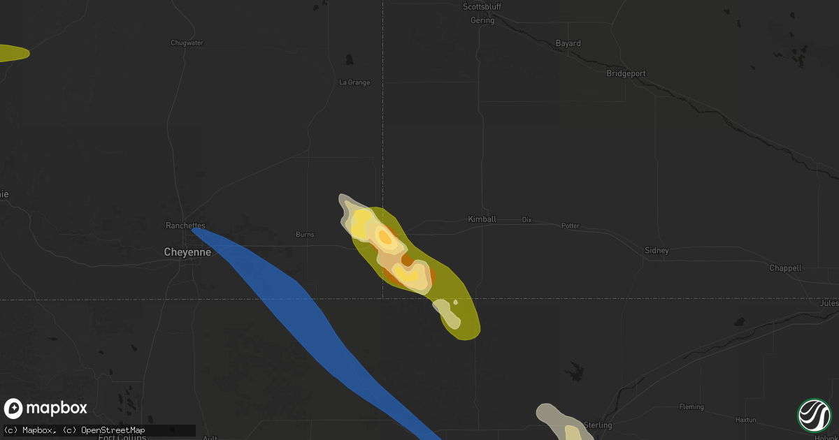 Hail map in Bushnell, NE on May 9, 2026