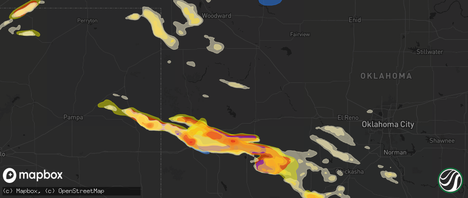 Hail map in Butler, OK on May 9, 2026