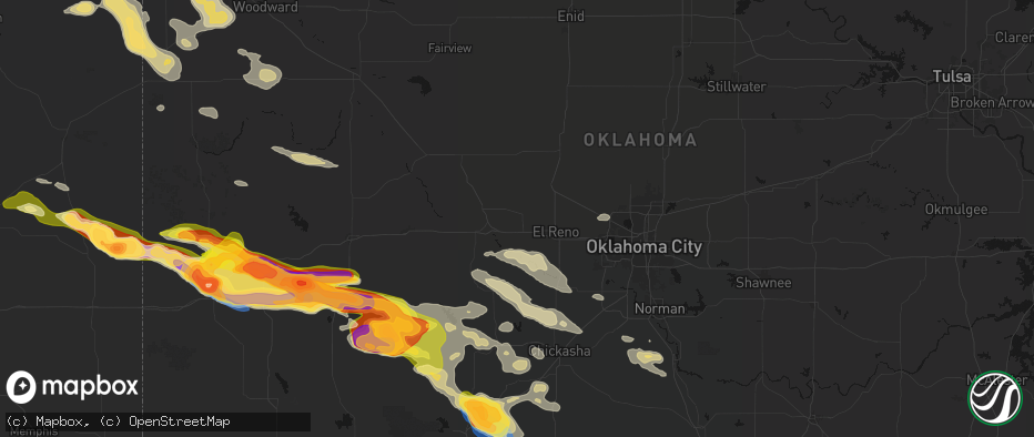 Hail map in Calumet, OK on May 9, 2026