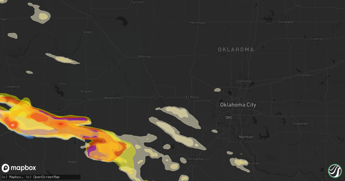 Hail map in Calumet, OK on May 9, 2026