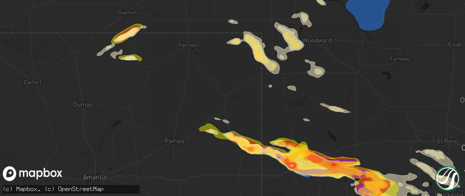 Hail map in Canadian, TX on May 9, 2026