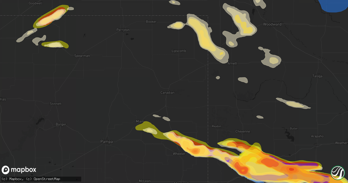 Hail map in Canadian, TX on May 9, 2026