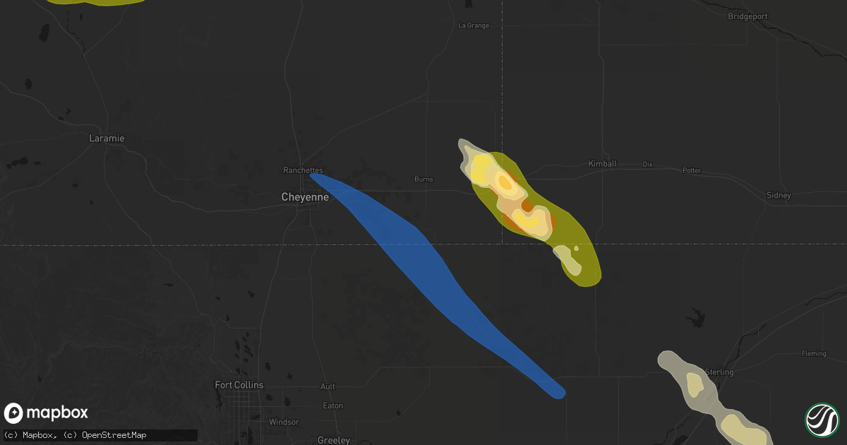 Hail map in Carpenter, WY on May 9, 2026