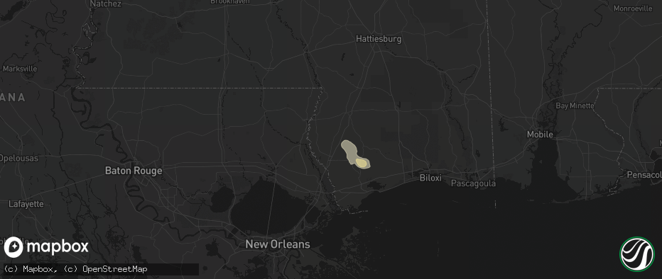 Hail map in Carriere, MS on May 9, 2026