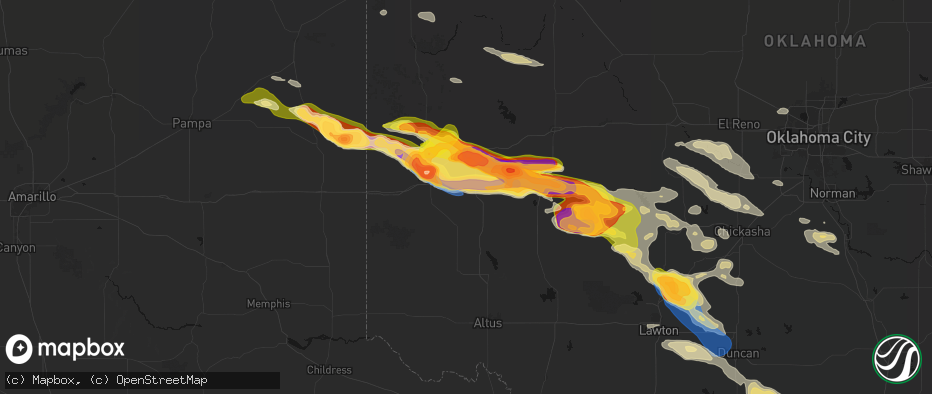 Hail map in Carter, OK on May 9, 2026