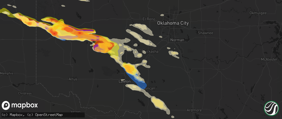 Hail map in Cement, OK on May 9, 2026
