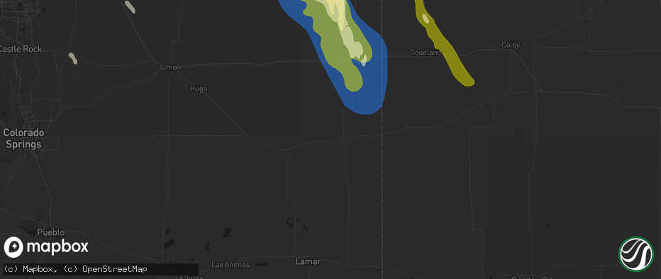 Hail map in Cheyenne Wells, CO on May 9, 2026