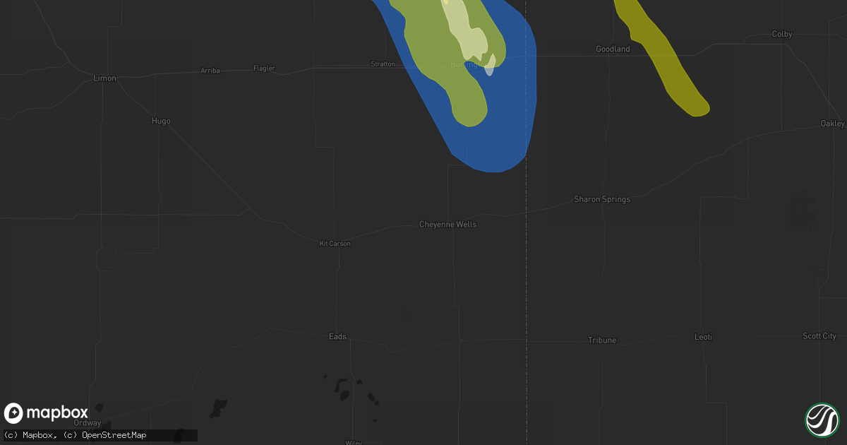 Hail map in Cheyenne Wells, CO on May 9, 2026