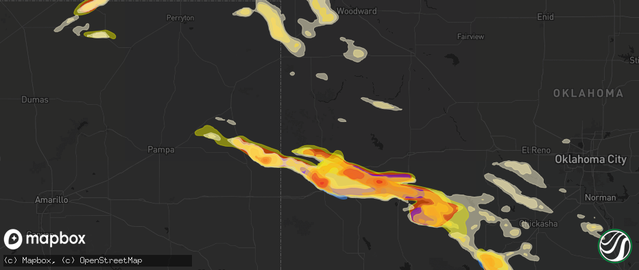 Hail map in Cheyenne, OK on May 9, 2026