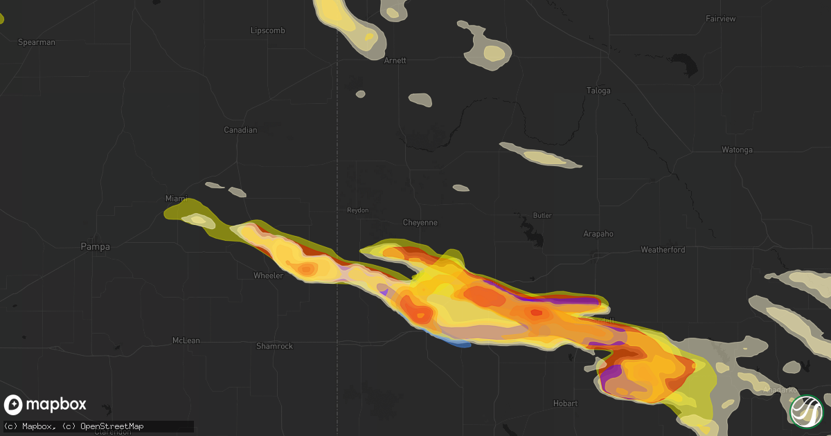 Hail map in Cheyenne, OK on May 9, 2026