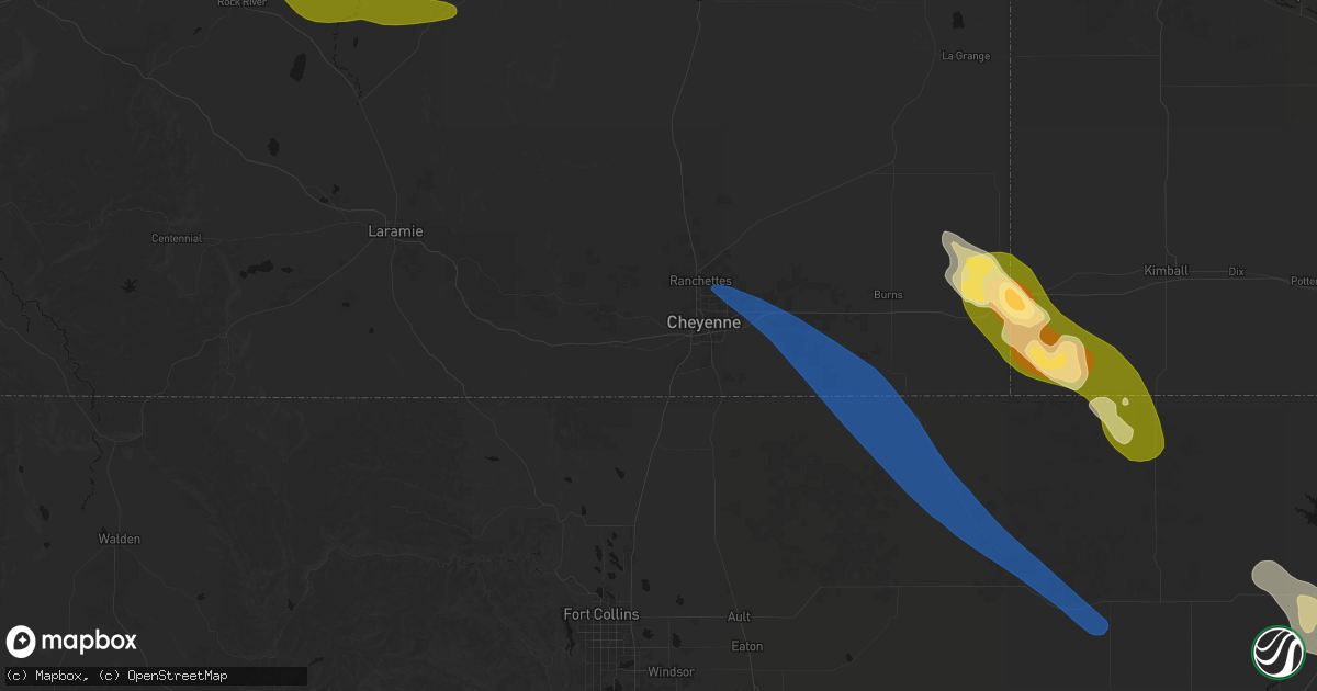 Hail map in Cheyenne, WY on May 9, 2026