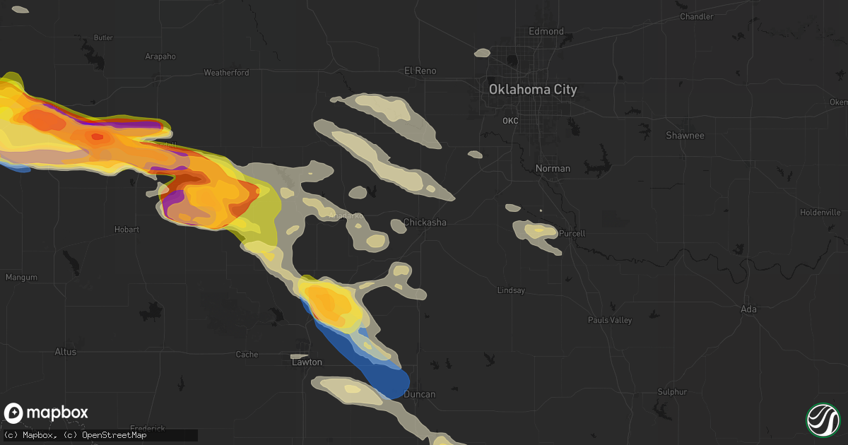 Hail map in Chickasha, OK on May 9, 2026