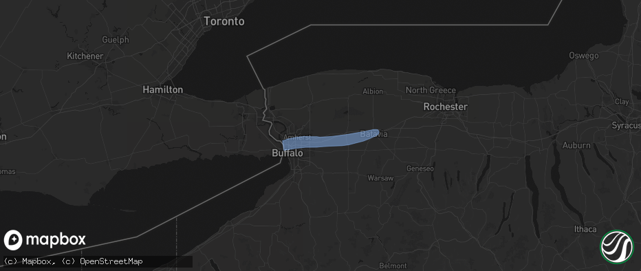 Hail map in Clarence, NY on May 9, 2026