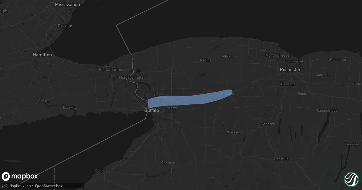 Hail map in Clarence, NY on May 9, 2026