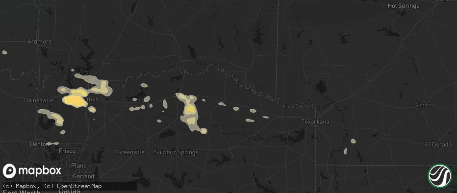Hail map in Clarksville, TX on May 9, 2026