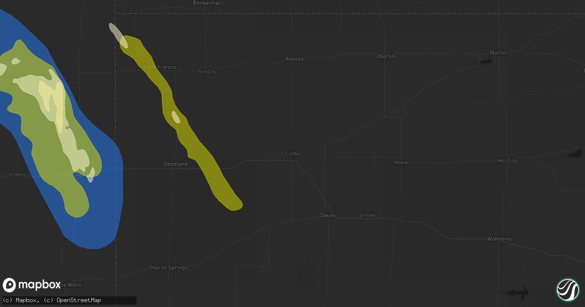 Hail map in Colby, KS on May 9, 2026