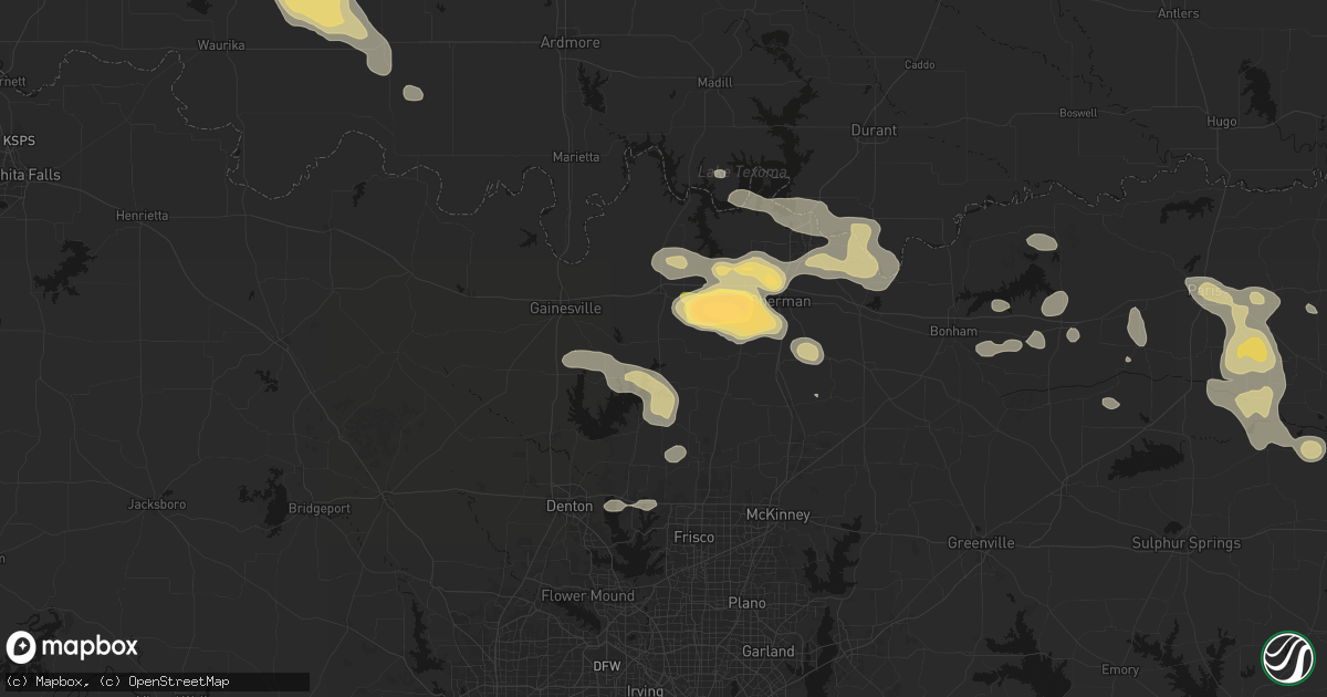Hail map in Collinsville, TX on May 9, 2026