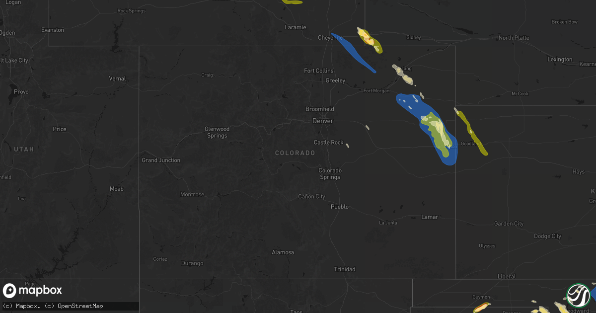Hail map in Colorado on May 9, 2026