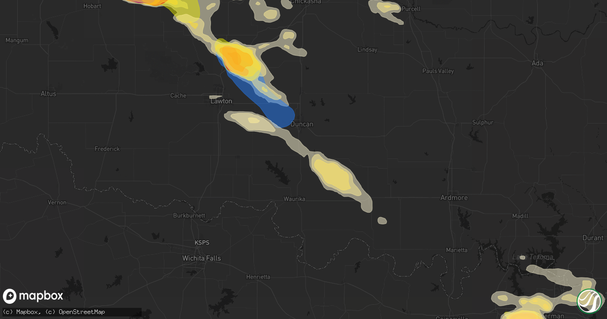 Hail map in Comanche, OK on May 9, 2026