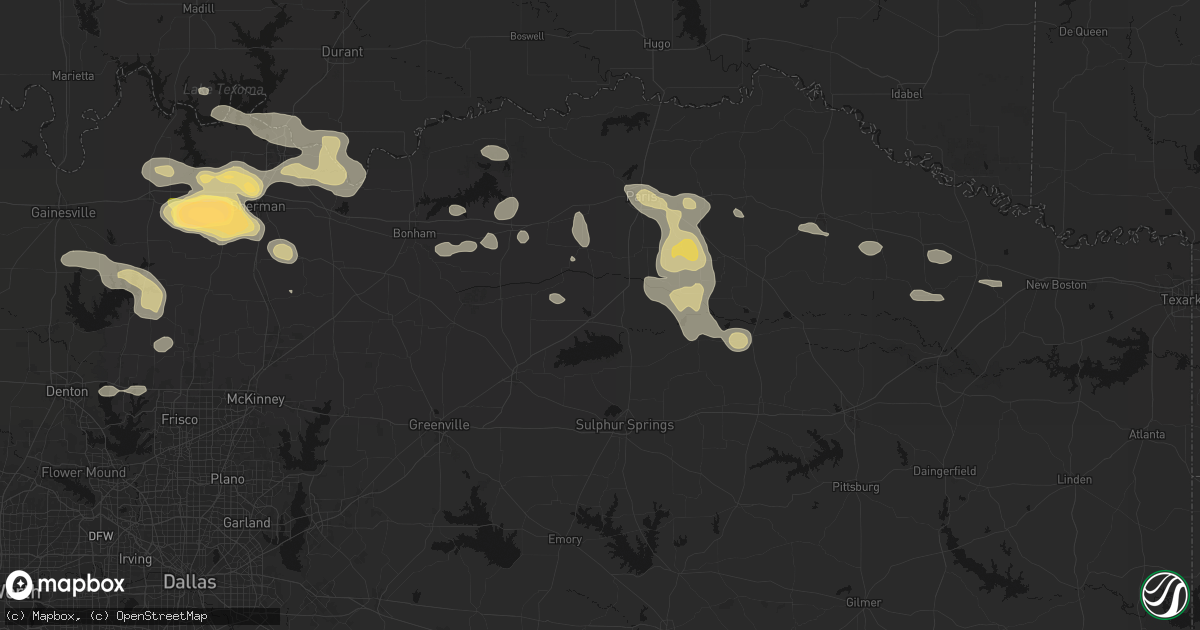 Hail map in Cooper, TX on May 9, 2026