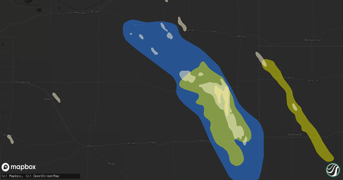 Hail map in Cope, CO on May 9, 2026