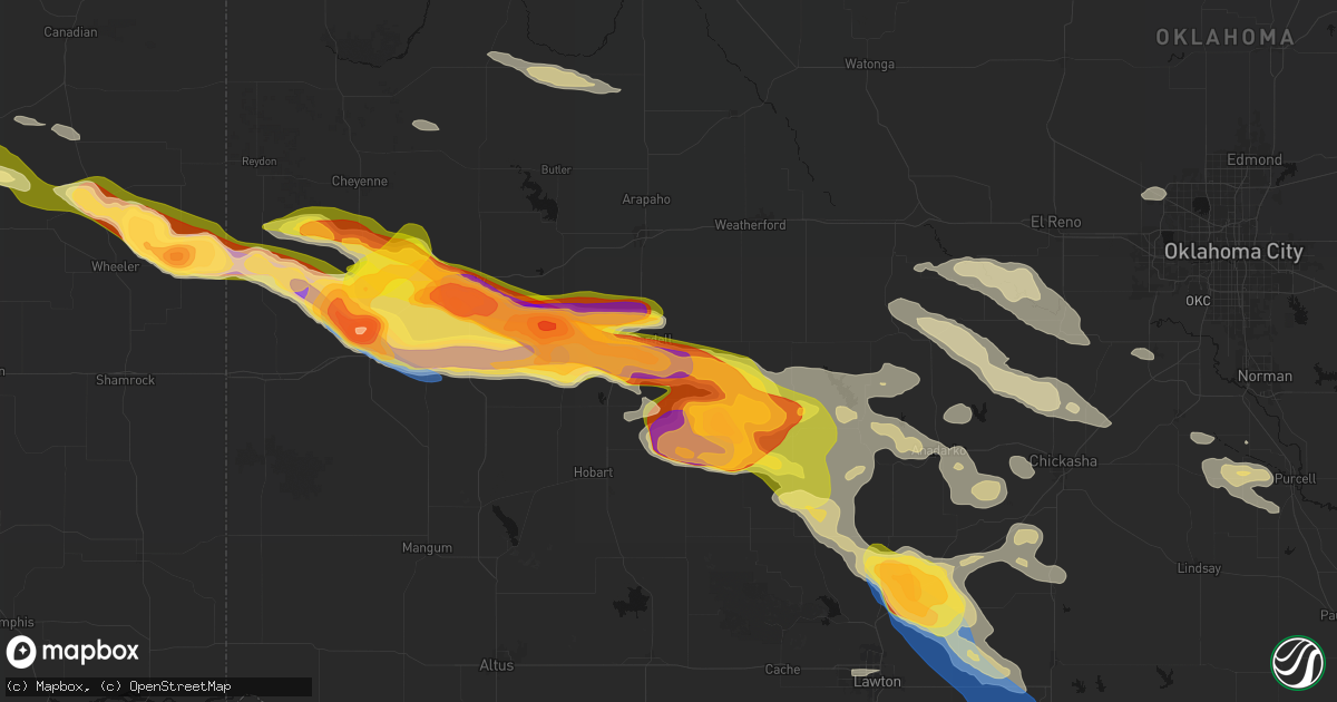 Hail map in Cordell, OK on May 9, 2026