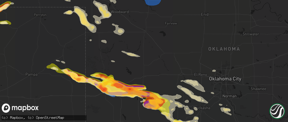 Hail map in Custer City, OK on May 9, 2026