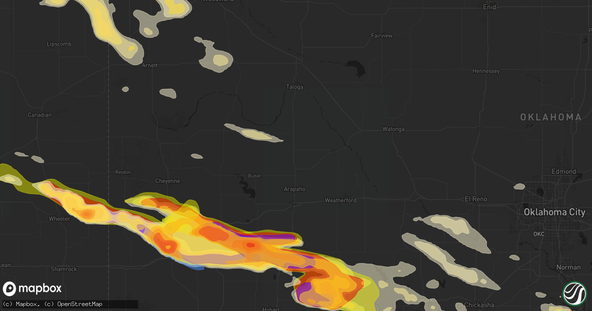 Hail map in Custer City, OK on May 9, 2026