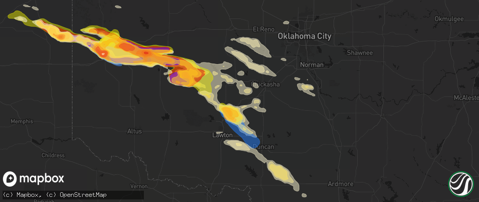 Hail map in Cyril, OK on May 9, 2026