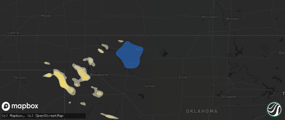Hail map in Dacoma, OK on May 9, 2026