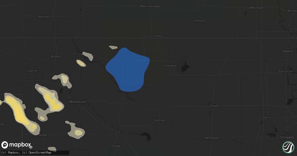 Hail map in Dacoma, OK on May 9, 2026