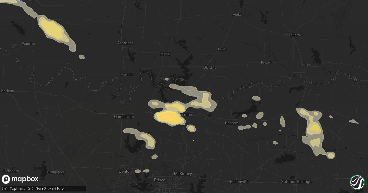 Hail map in Denison, TX on May 9, 2026