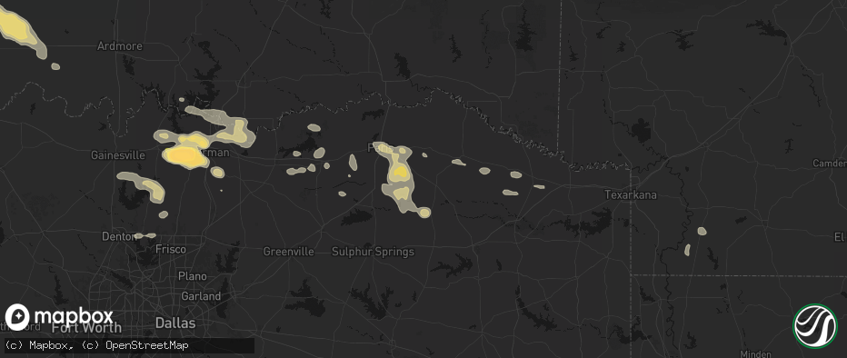 Hail map in Deport, TX on May 9, 2026