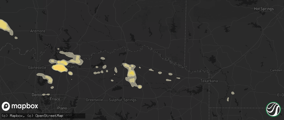 Hail map in Detroit, TX on May 9, 2026