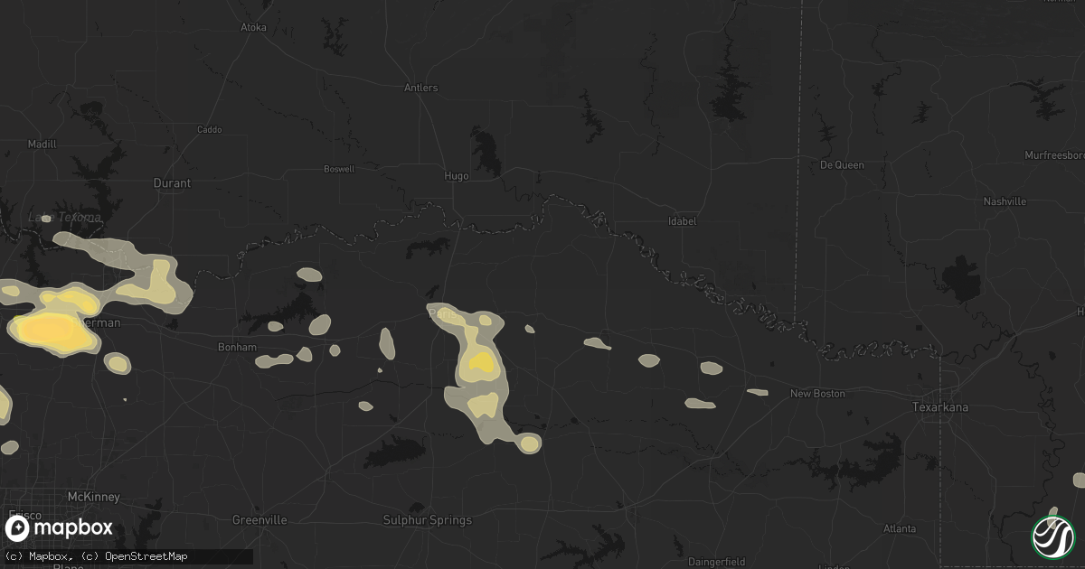Hail map in Detroit, TX on May 9, 2026