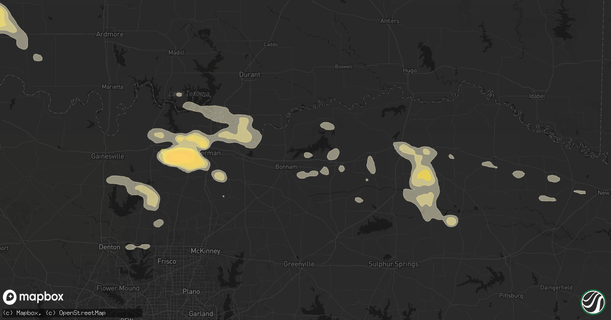 Hail map in Dodd City, TX on May 9, 2026