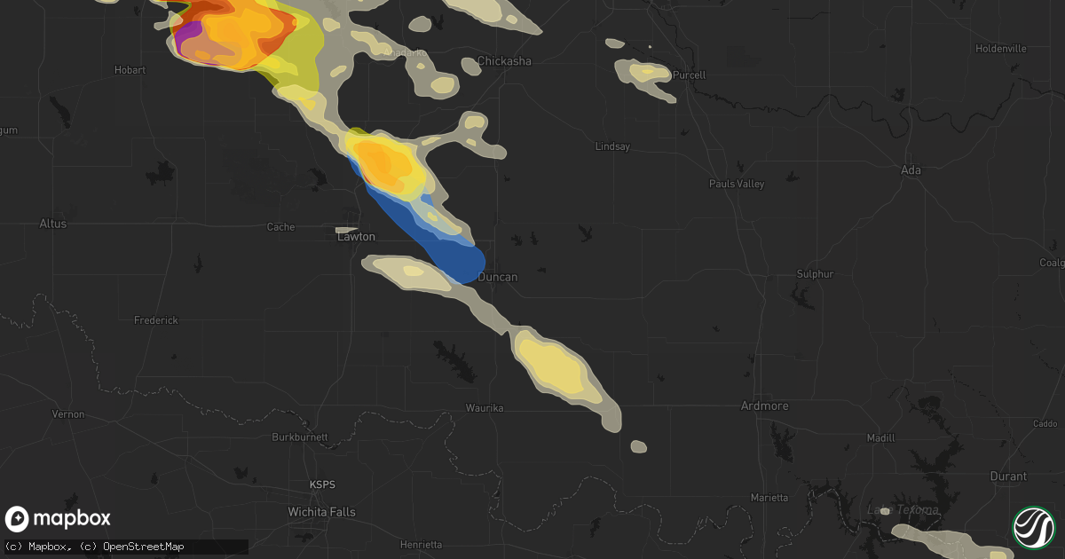 Hail map in Duncan, OK on May 9, 2026