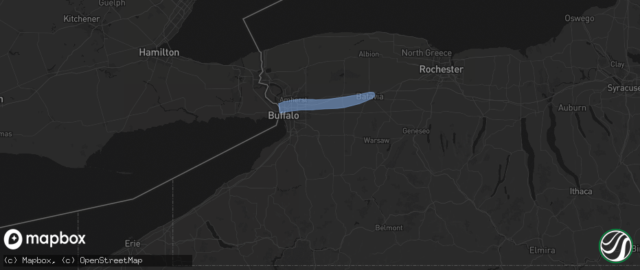 Hail map in East Aurora, NY on May 9, 2026