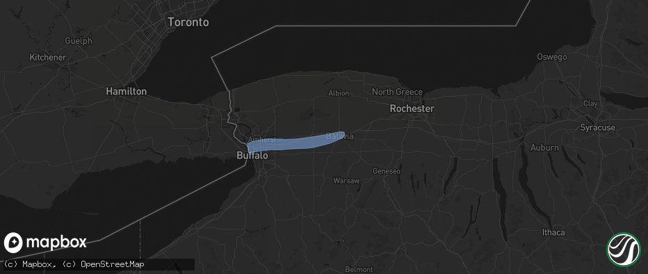 Hail map in East Pembroke, NY on May 9, 2026