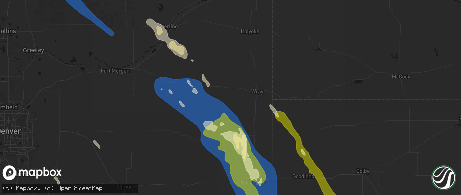 Hail map in Eckley, CO on May 9, 2026